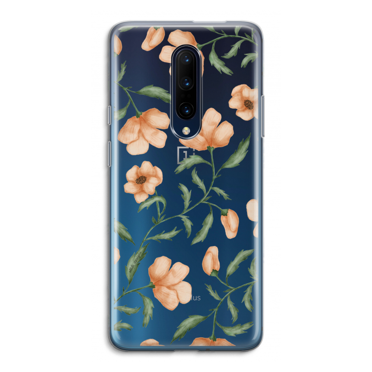 Peachy flowers: OnePlus 7 Pro Transparant Hoesje