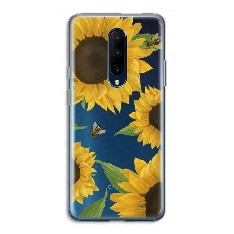 Sunflower and bees: OnePlus 7 Pro Transparant Hoesje