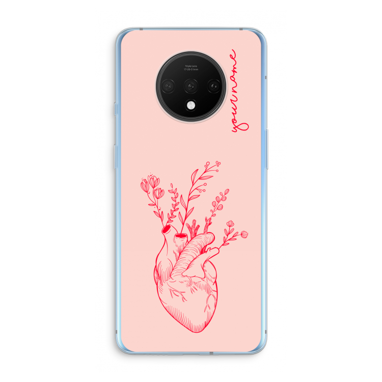 Blooming Heart: OnePlus 7T Transparant Hoesje