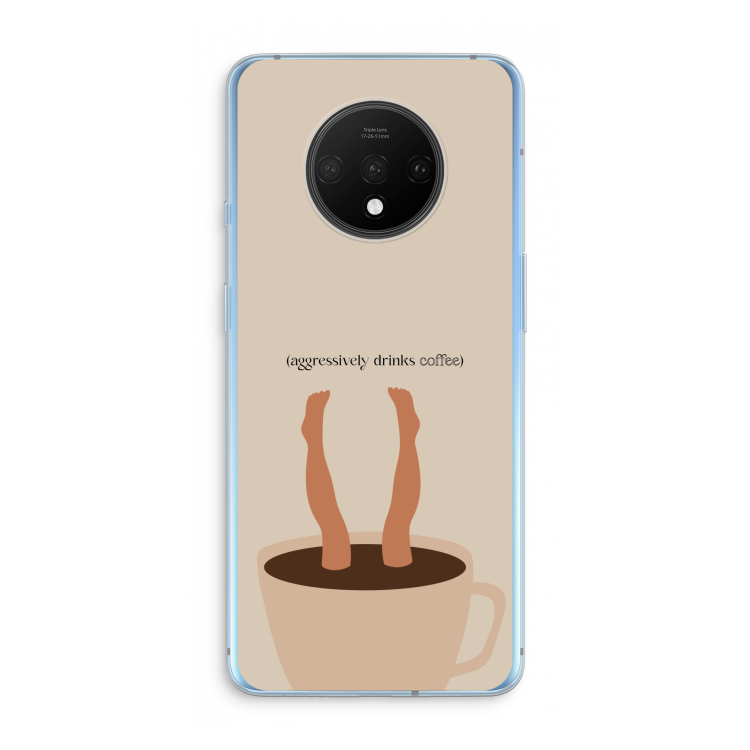 Aggressively drinks coffee: OnePlus 7T Transparant Hoesje