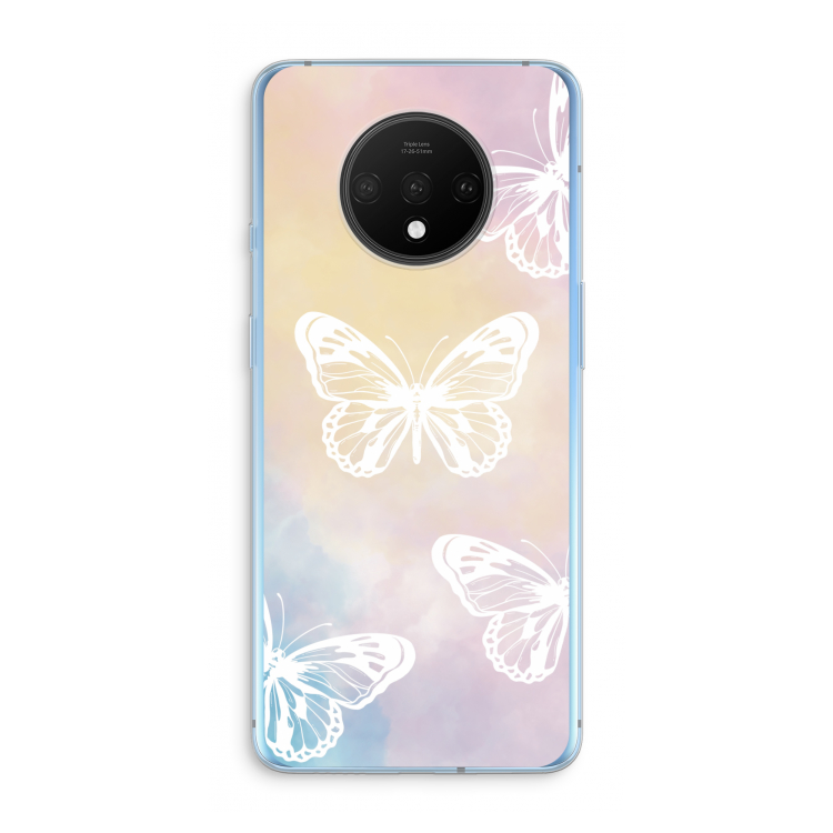 White butterfly: OnePlus 7T Transparant Hoesje