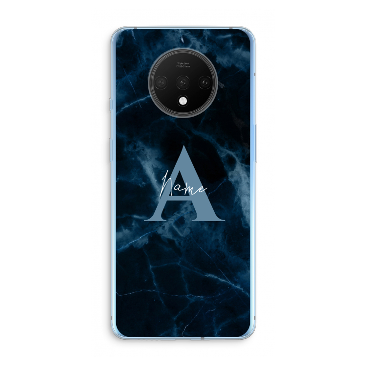 Midnight Marble: OnePlus 7T Transparant Hoesje
