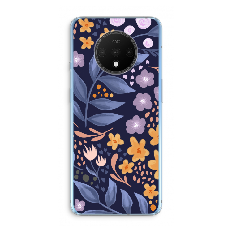 Flowers with blue leaves: OnePlus 7T Transparant Hoesje