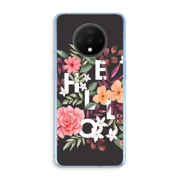 Hello in flowers: OnePlus 7T Transparant Hoesje