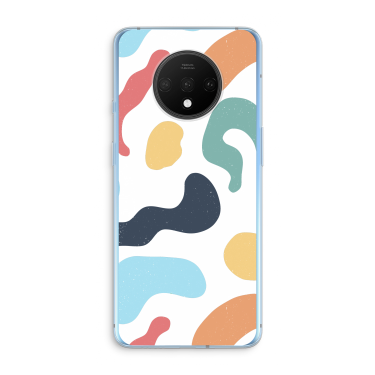 Memphis Shapes Blue: OnePlus 7T Transparant Hoesje