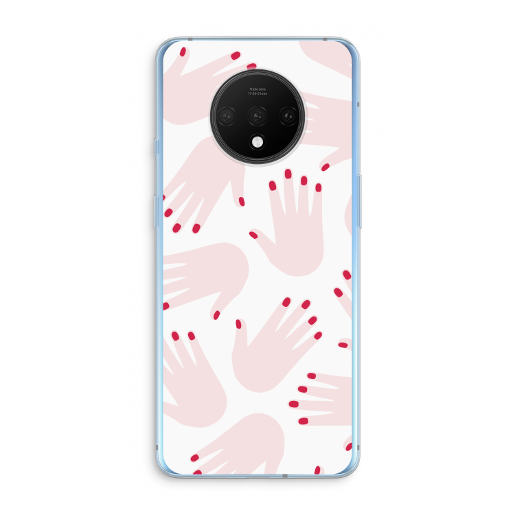 Hands pink: OnePlus 7T Transparant Hoesje