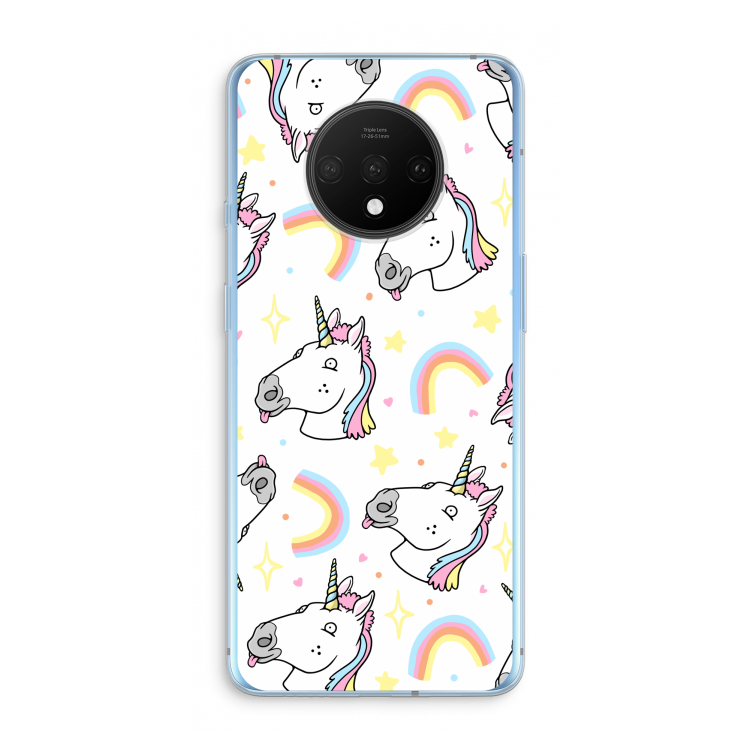 Rainbow Unicorn: OnePlus 7T Transparant Hoesje