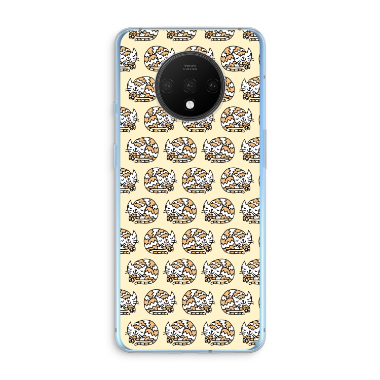 Slapende poes: OnePlus 7T Transparant Hoesje