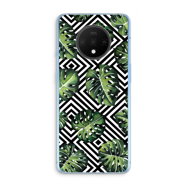 Geometrische jungle: OnePlus 7T Transparant Hoesje
