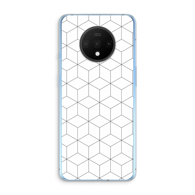 Zwart-witte kubussen: OnePlus 7T Transparant Hoesje