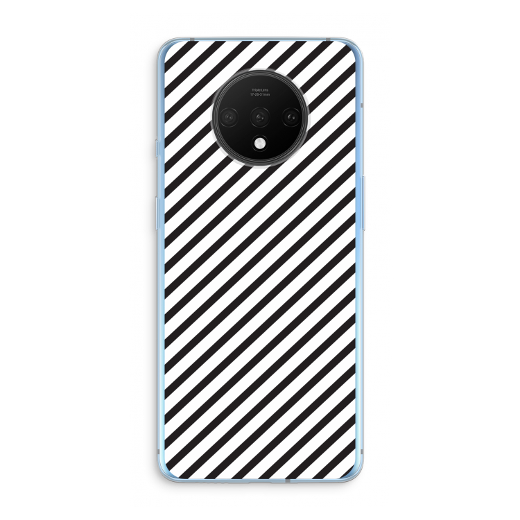 Strepen zwart-wit: OnePlus 7T Transparant Hoesje