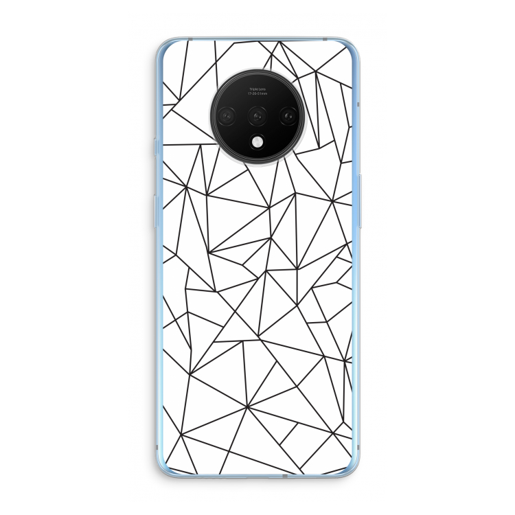 Geometrische lijnen zwart: OnePlus 7T Transparant Hoesje