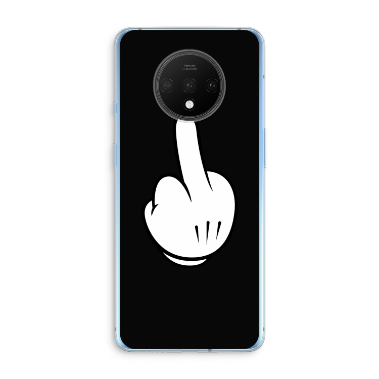 Middle finger black: OnePlus 7T Transparant Hoesje