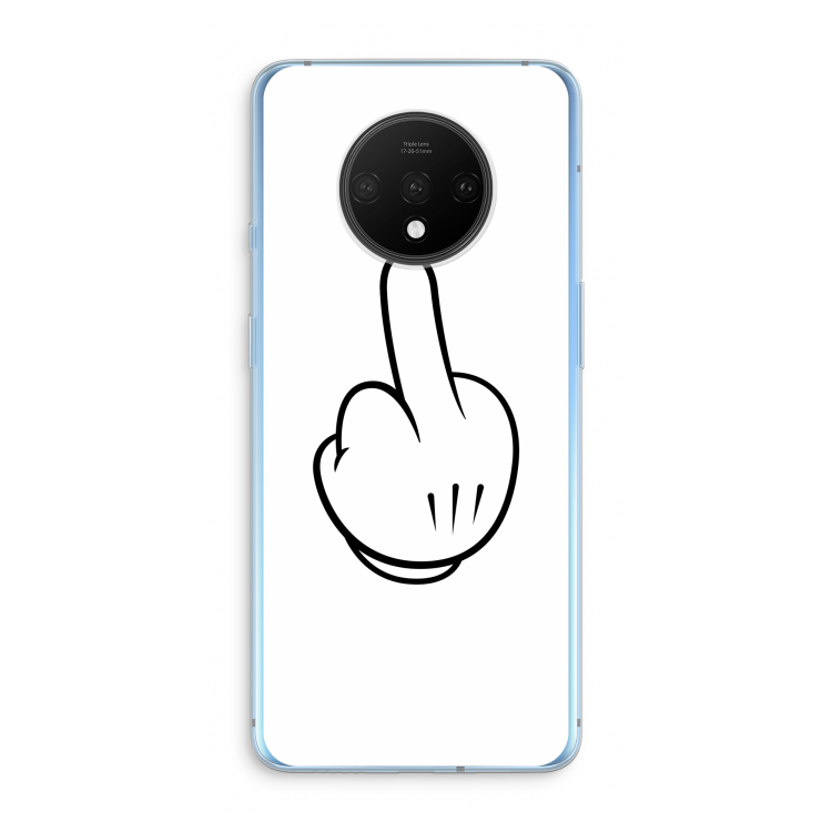 Middle finger white: OnePlus 7T Transparant Hoesje