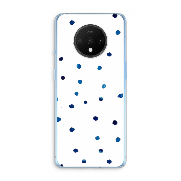 Blauwe stippen: OnePlus 7T Transparant Hoesje