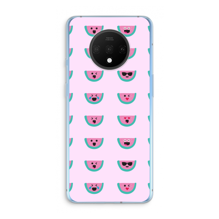 Smiley watermeloenprint: OnePlus 7T Transparant Hoesje