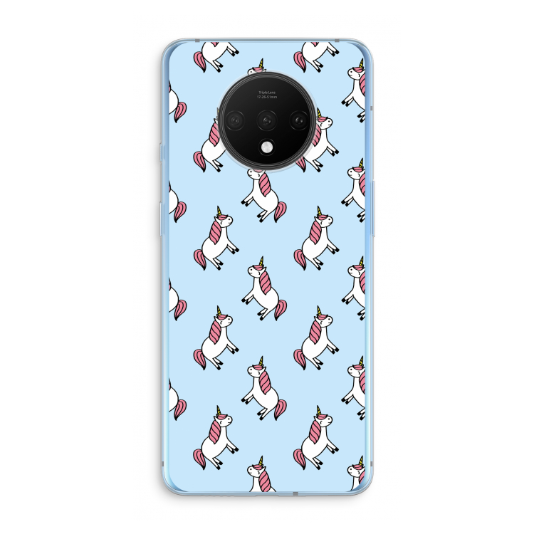 Eenhoorns overal: OnePlus 7T Transparant Hoesje