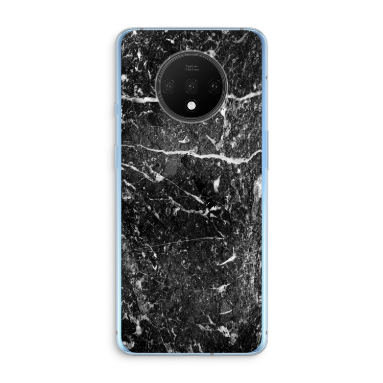 Zwart marmer: OnePlus 7T Transparant Hoesje