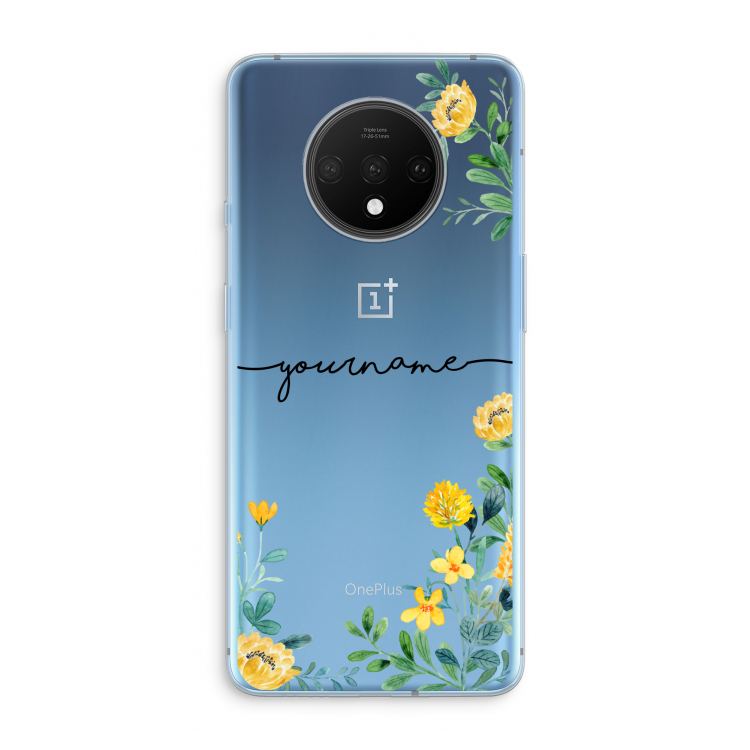 Gele bloemen: OnePlus 7T Transparant Hoesje