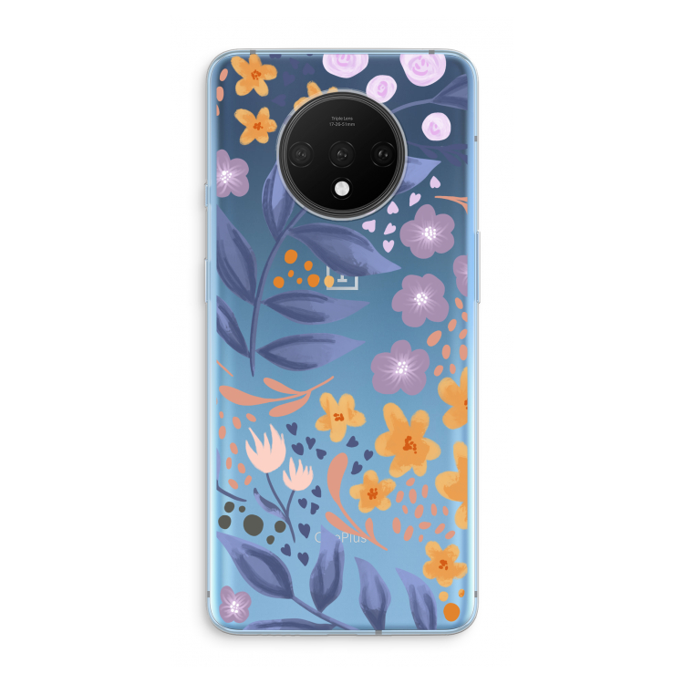 Flowers with blue leaves: OnePlus 7T Transparant Hoesje