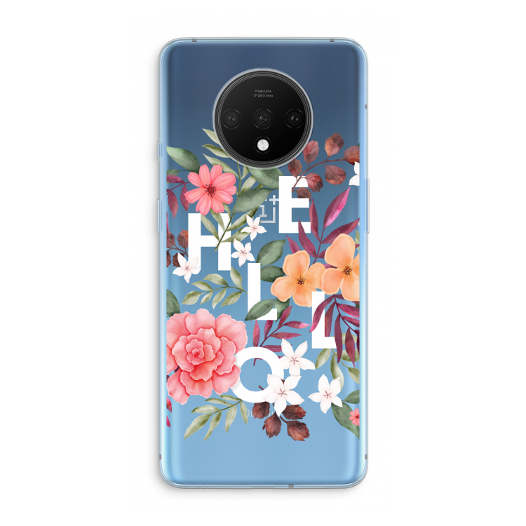 Hello in flowers: OnePlus 7T Transparant Hoesje