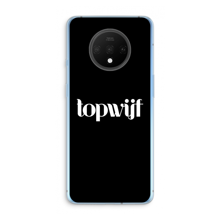 Topwijf Zwart: OnePlus 7T Transparant Hoesje