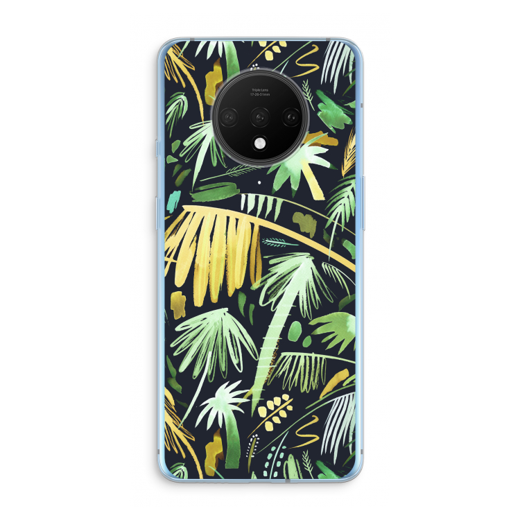 Tropical Palms Dark: OnePlus 7T Transparant Hoesje
