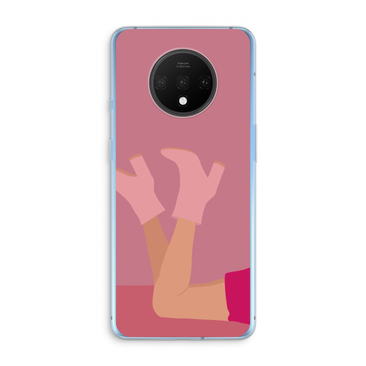 Pink boots: OnePlus 7T Transparant Hoesje
