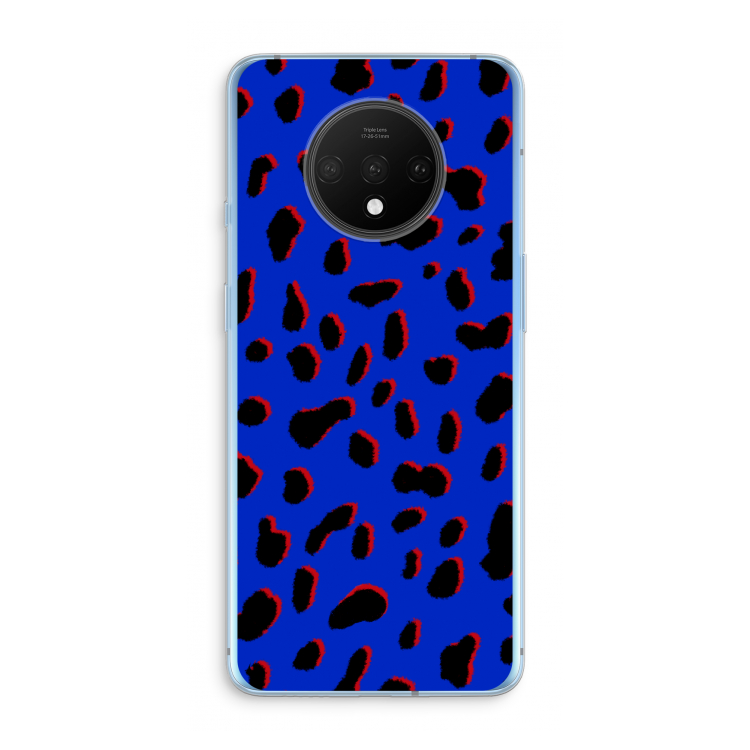 Blue Leopard: OnePlus 7T Transparant Hoesje