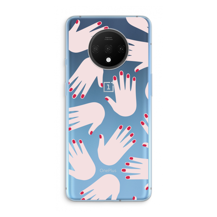 Hands pink: OnePlus 7T Transparant Hoesje