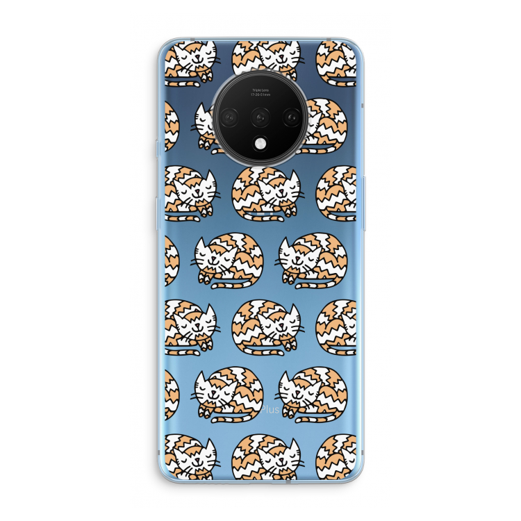 Slapende poes: OnePlus 7T Transparant Hoesje