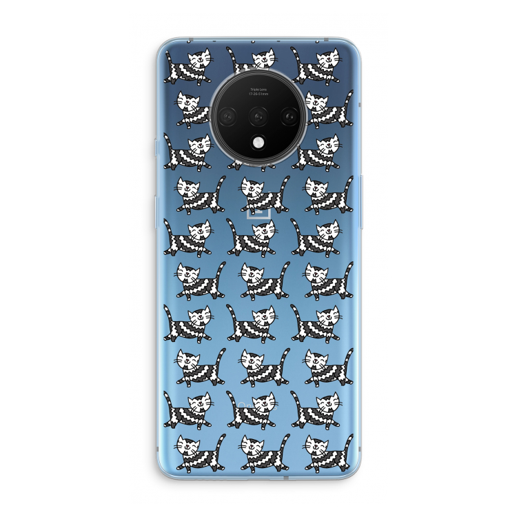 Zwarte poes: OnePlus 7T Transparant Hoesje
