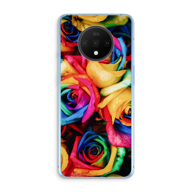 Neon bloemen: OnePlus 7T Transparant Hoesje