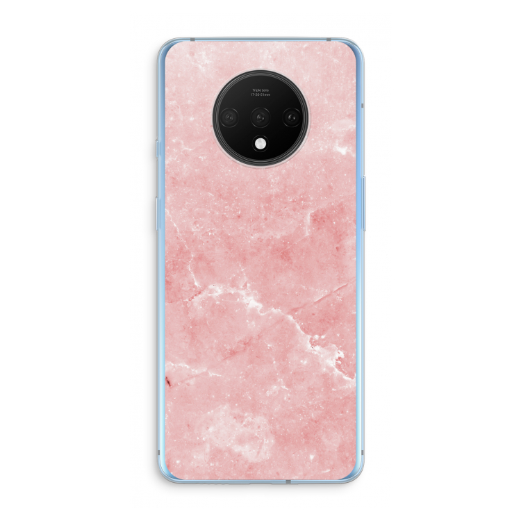 Roze marmer: OnePlus 7T Transparant Hoesje