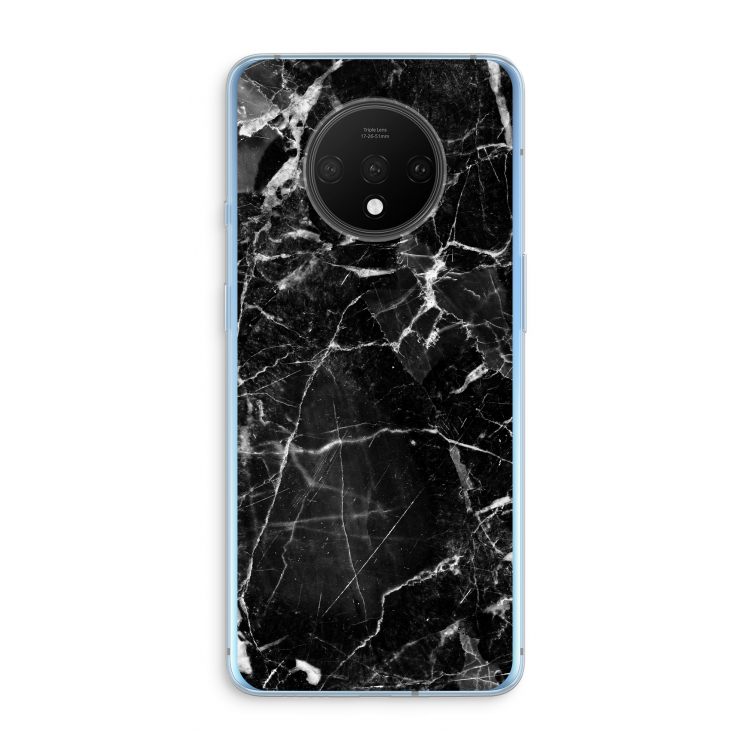 Zwart Marmer 2: OnePlus 7T Transparant Hoesje