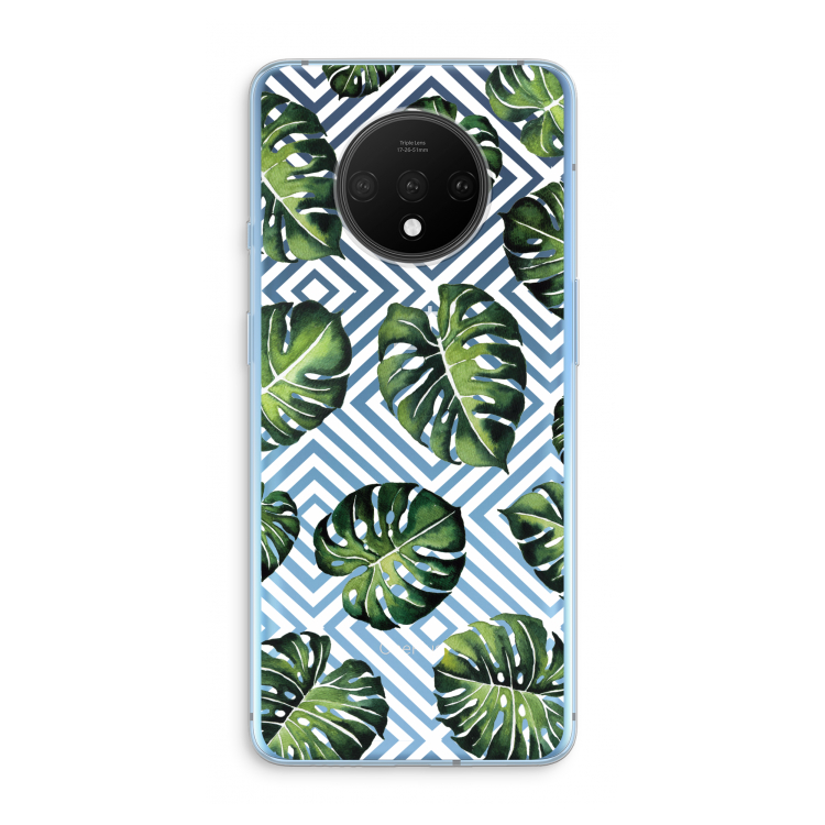 Geometrische jungle: OnePlus 7T Transparant Hoesje