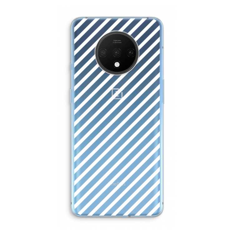 Strepen zwart-wit: OnePlus 7T Transparant Hoesje