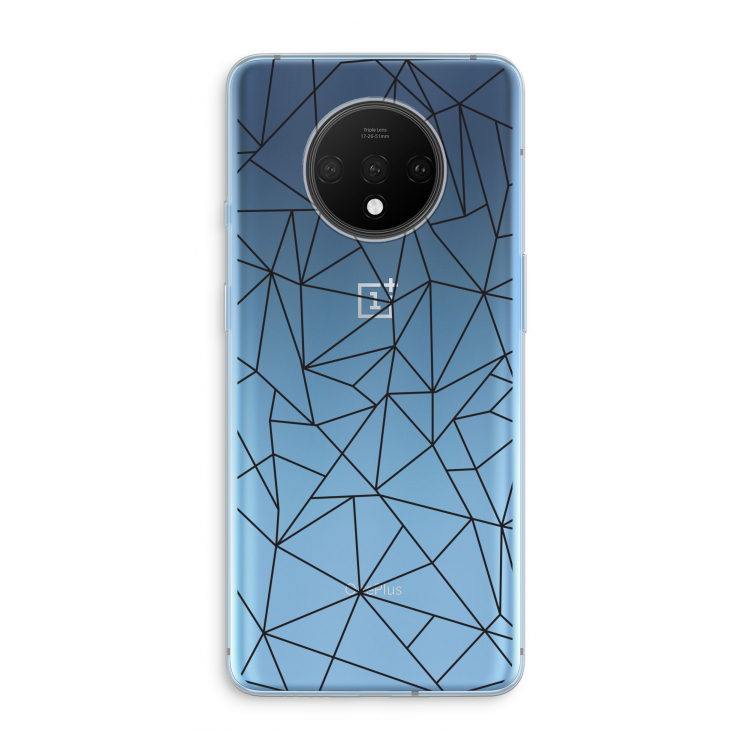 Geometrische lijnen zwart: OnePlus 7T Transparant Hoesje