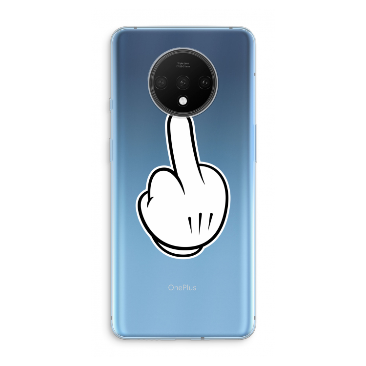 Middle finger black: OnePlus 7T Transparant Hoesje