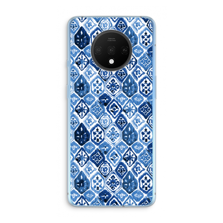 Blauw motief: OnePlus 7T Transparant Hoesje