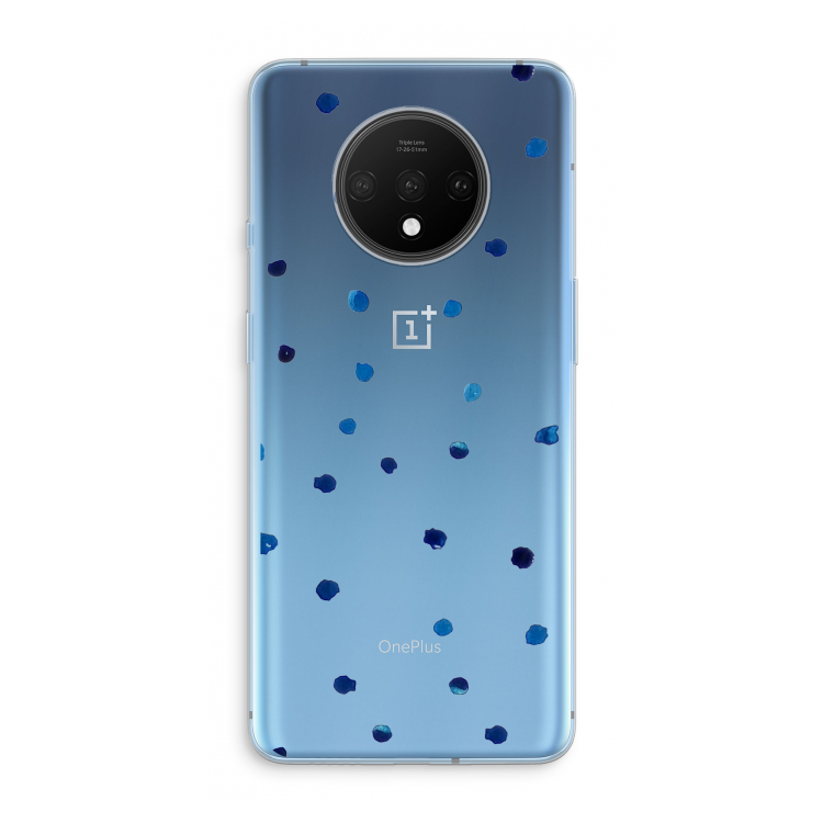 Blauwe stippen: OnePlus 7T Transparant Hoesje