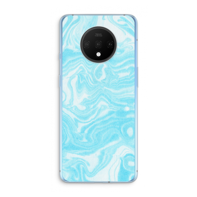 Waterverf blauw: OnePlus 7T Transparant Hoesje