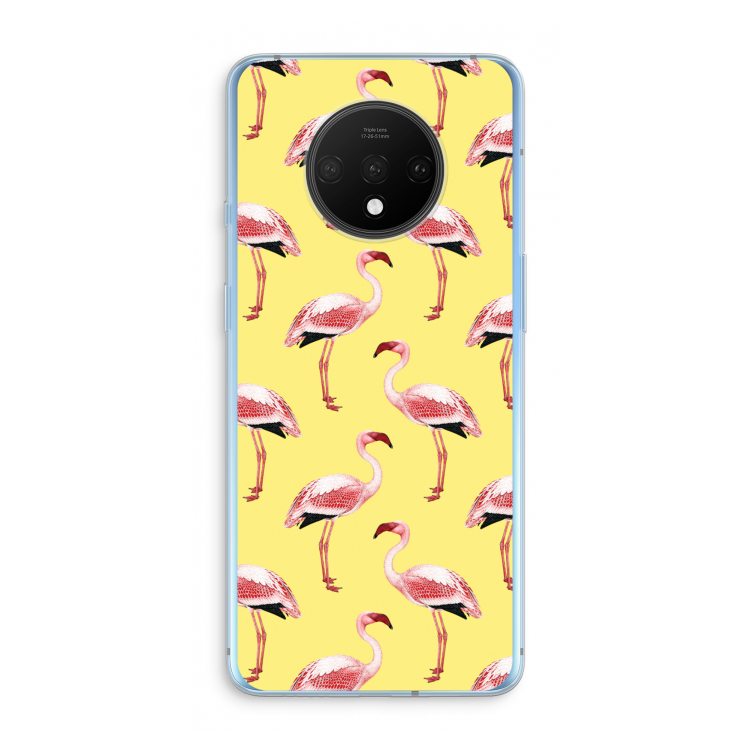 Flamingo's geel: OnePlus 7T Transparant Hoesje