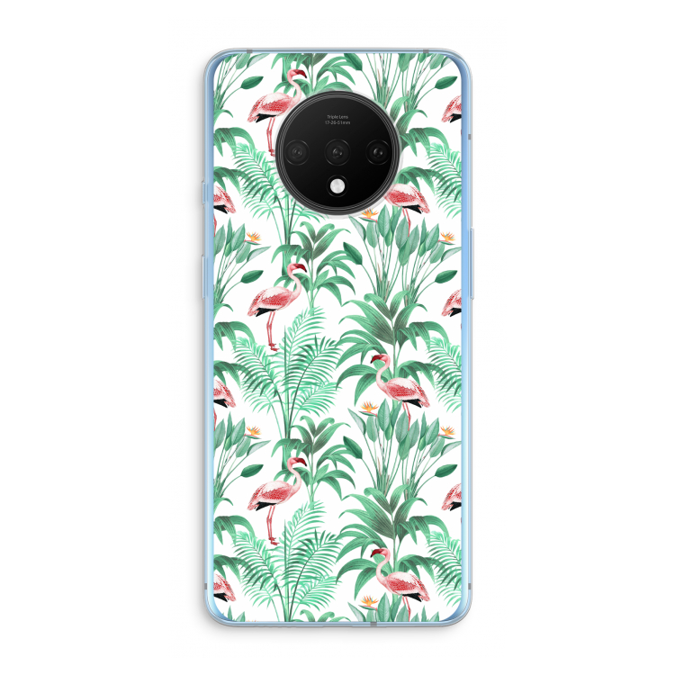 Flamingo bladeren: OnePlus 7T Transparant Hoesje