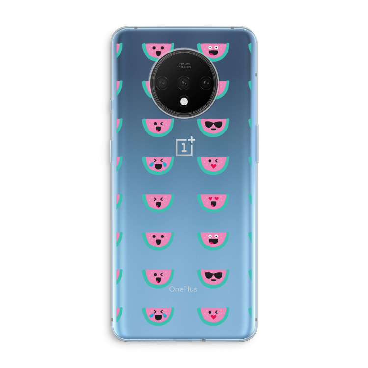 Smiley watermeloenprint: OnePlus 7T Transparant Hoesje
