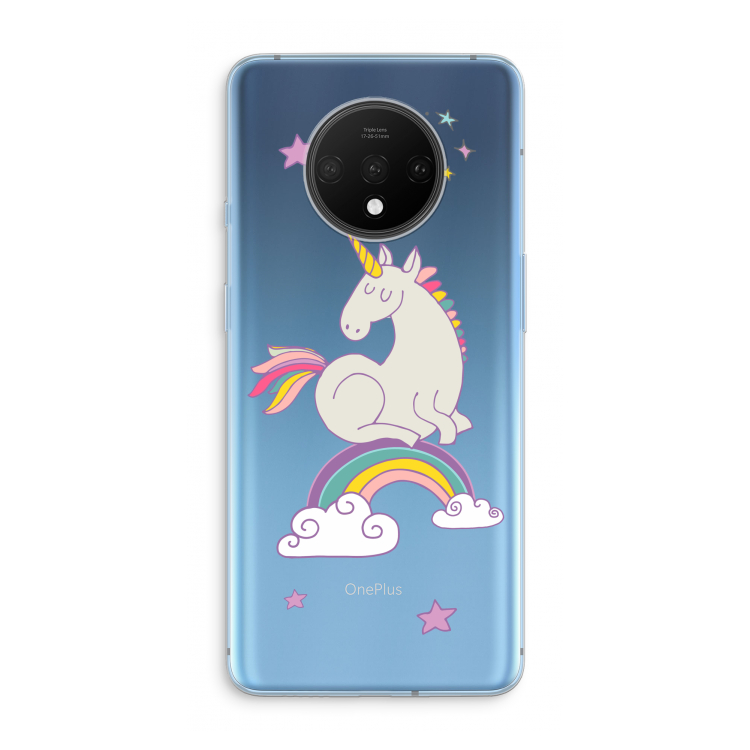Regenboog eenhoorn: OnePlus 7T Transparant Hoesje