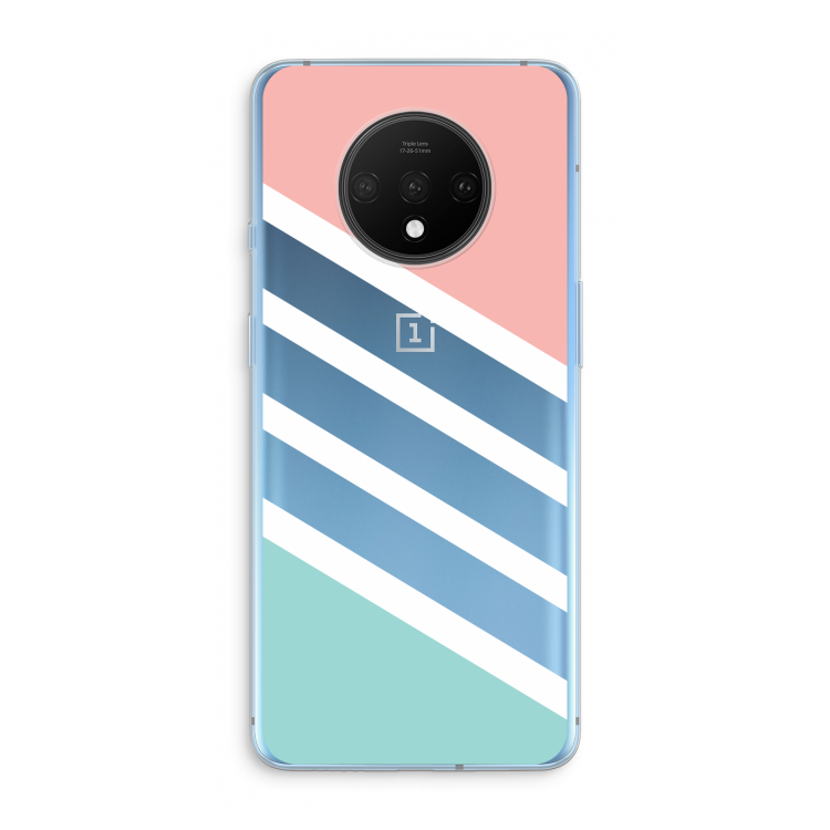 Strepen pastel: OnePlus 7T Transparant Hoesje