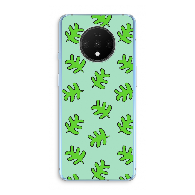 Groene blaadjes: OnePlus 7T Transparant Hoesje