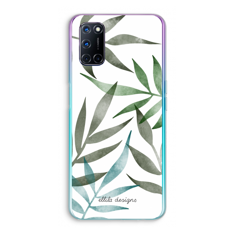 Tropical watercolor leaves: Oppo A52 Transparant Hoesje