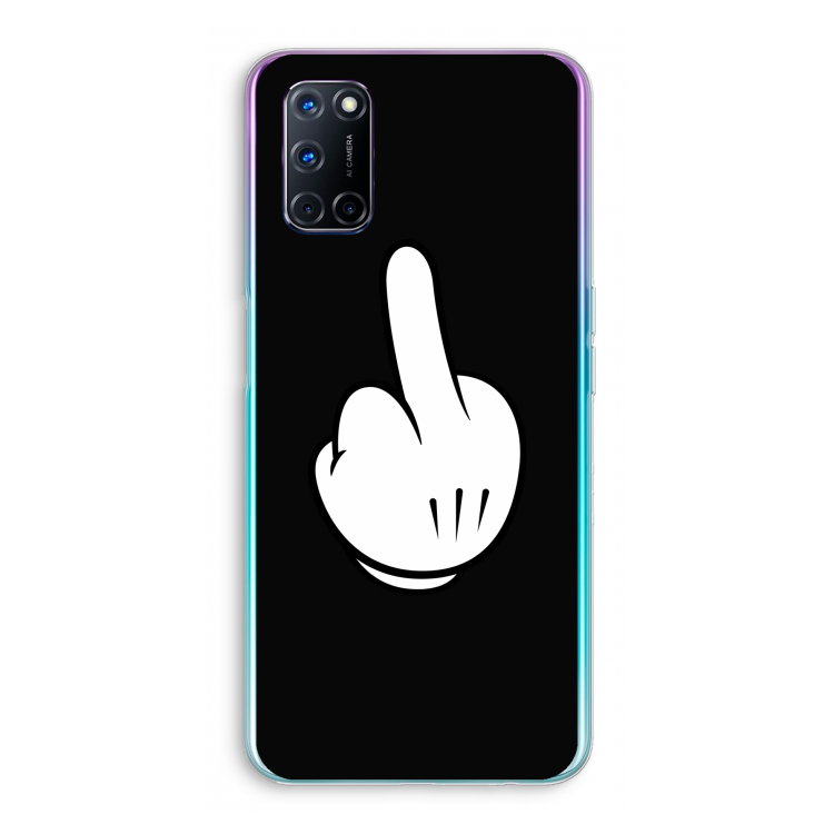 Middle finger black: Oppo A52 Transparant Hoesje